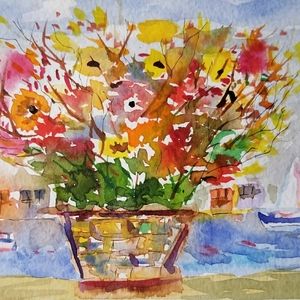 Original Watercolor Print of Bouquet  in Home Decor